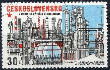 Checoslovaquia 1975 Yvert 2029 Sello * Planta Petroquimica Slovnaft 30h Matasello de favor Preobliterado Ceskolovensko Czechoslovakia Tchecoslovaquie